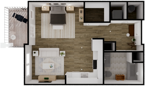 Floor plan for studio, 1 bath, 551 sqft
